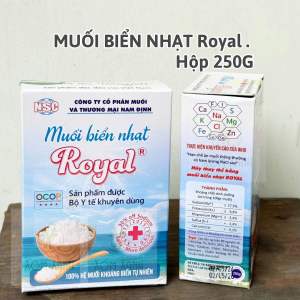 [NSC]. Muối biển nhạt Royal 250G - Royal Salt. Muối dạng mịn giàu khoáng - gia vị tốt cho bé ăn dặm người bị huyết áp ăn kiêng và tiểu đường