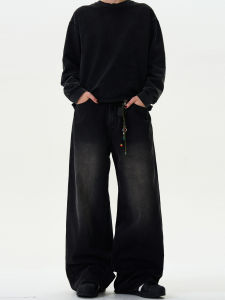 MADWITCH | Retro Wash Bootcut Jeans Loose Casual Flared Straight Black