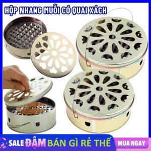 Khay Đựng Nhang Muỗi Thép Không Gỉ - Hộp Nhang Muỗi Thân Cao Có Nắp Đậy Và Quai Xách Sử Dụng Tiện Lợi - Hộp Đốt Nhang Muỗi Chuyên Dụng Kèm Nắp Đậy An Toàn