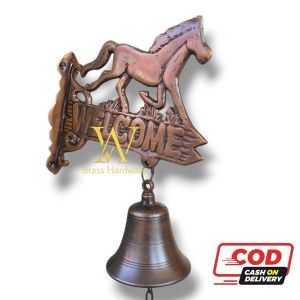 Bel Lonceng Pintu Rumah Kuningan Motif Kuda Welcome Antik 1 Pcs
