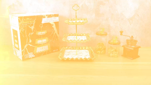 FIORENZA Tempat kue susun 3 motif white marble keramik / 3 tier deluxe sqaure cake stand type 336