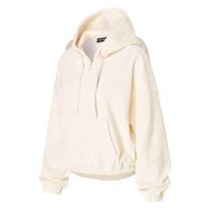 Hooded Corduroy Cardigan with Pockets Loose