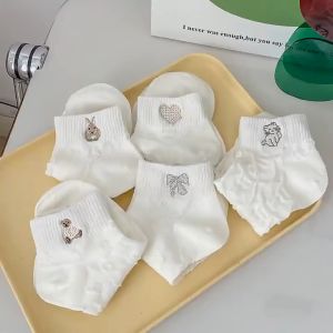 LD-P576 Kaos Kaki Wanita Semata Kaki Motif Bordir Karakter Korean Style / Kaos Kaki Pendek Lucu Ankle Socks Dewasa Motif Love / Kaos Kaki Putih Remaja Import