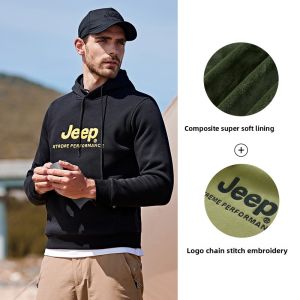 Jeep | Jeep Mens Hoodie Sweatshirt Autumn Winter New Style Embroidered Logo Casual Outerwear Skin-friendly Warm Top Cotton Fabric