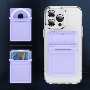 For All Cell Phone Models For MagSafe Super Strong Magnetic Wallet Bank Cards Holder Slot Ultra-thin Skin Feel PC Magnetic Cover