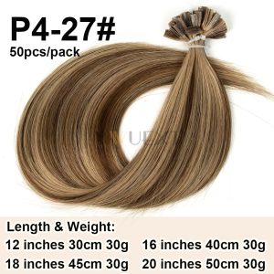 Keratin Human Hair Extensions V Tip Hot Fusion Real Natural Hair Italy Keratin Glue Machine Remy Hair 50pcs 12-20inch 30g/pack