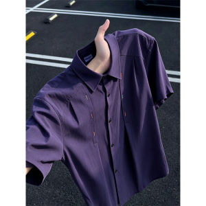 ZHUOCAN | American Embroidery Summer Thin Cool Ice Silk Mens Shirt