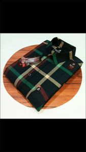 Kemeja Casual Pria Motif Kotak-Kotak Lengan Pendek Size L/XL