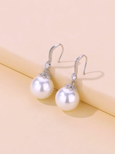 0บาท ⚡️⚡️⚡️ เครื่องประดับสำหรับผู้หญิงต่างหูไข่มุกหยดน้ำสำหรับผู้หญิงต่างหูมุกกลมสีขาวสีแดงสำหรับงานแต่งงานของขวัญวันวาเลนไทน์