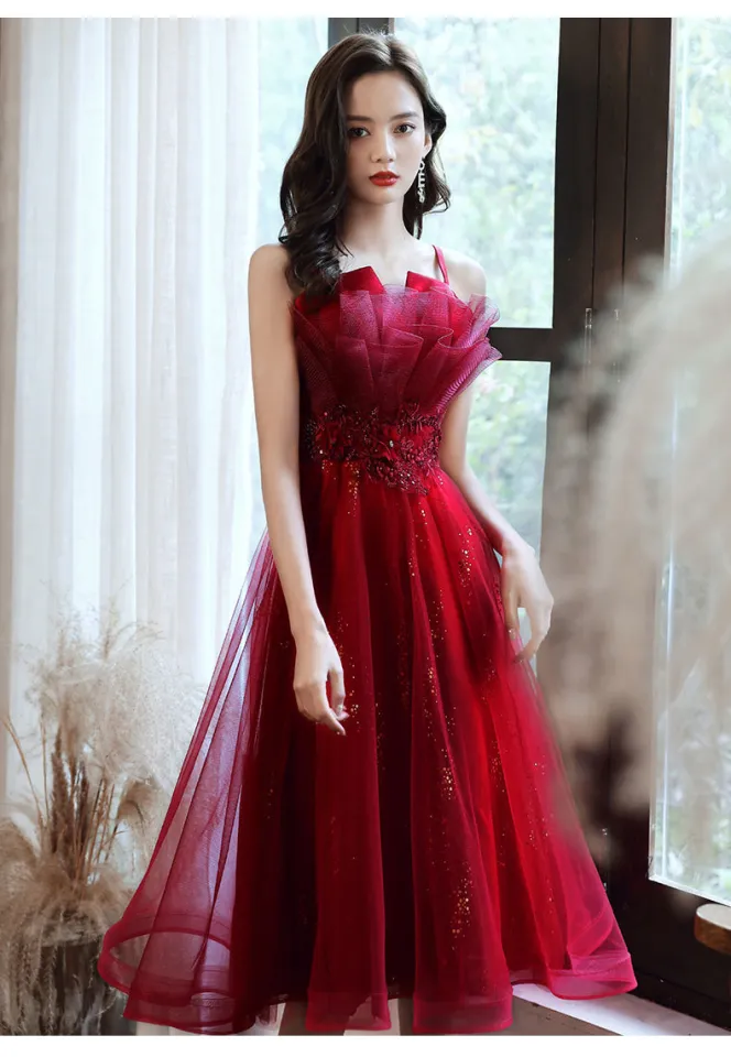 white christmas dresses Slinky Red Evening Dress| Evening Dresses M / Red / Satin main image 1