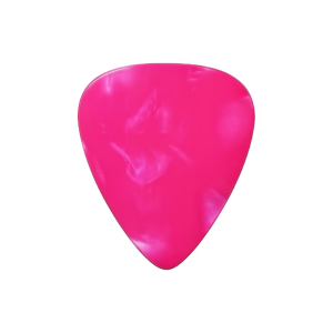 ปิ๊กกีตาร์ Celluloid สีชมพูมุก | 10 ชิ้น | 0.46 / 0.71 / 1.0 มม. | เขียน-พิมพ์-เลเซอร์ได้