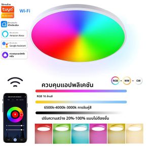 Tuya Wifi สมาร์ทเพดาน RGB WW CW LED Smart LifeApp ใช้งานร่วมกับ Alexa Google Home สําหรับห้องนั่งเล่นตกแต่งบ้าน