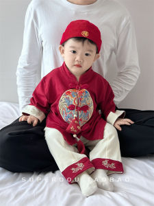 Bộ Đồ Trang Phục Mùa Xuân Cho Bé Trai Bộ Đồ Hai Mảnh Thêu Tay Áo Dài Cổ Tròn Quần Dài Thường Ngày Cho Bé Trai