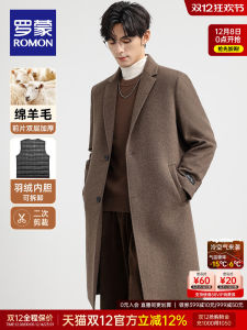 Lormen Mens Three-Ways Wear Woolen Coat down Inner Removable Fashion Urban Style Standard Fit Youth Daily Wear Polyester Fiber