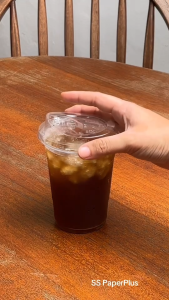 แก้วพลาสติก PET 16 ออนซ์ ทรงสตาร์บัค ปาก 98มม.เป็นชุดแก้วพร้อมฝาFPC (50ใบ)