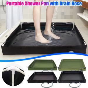 Portable Shower Pan with Drain Hose Foldable Shower Base Outdoor Tent Shower Tray for RV Outdoor Travel Shower Beach Pet Bath