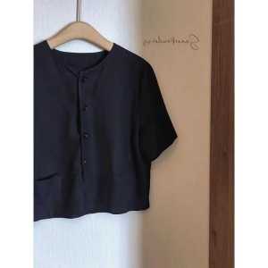 Summer New Thin Cotton Linen Shirt Short Sleeve Loose Top Womens Fashion Outerwear High-End Feeling Breathable Casual Blouse