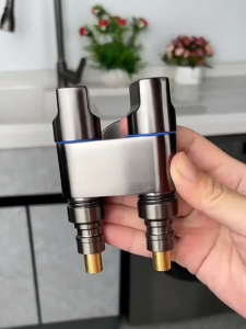 SUS304 Stainless Steel Double Angle Valve 2 Way Angle Valve 1/2 x 1/2 Multi-Function Standard Spout Vertical Angle Valve Dual Outlet Dual Control for 1/2" Interface