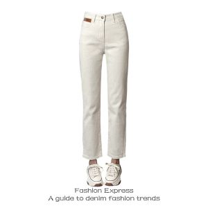 Quần Jeans Denim Ống Rộng Cạp Cao Màu Sáng Cho Nữ Quần Dài Đến Sàn Thời Trang Mùa Thu Quần Jeans Denim Cổ Điển Mới Về