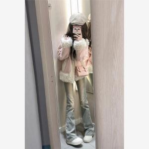 Retro Washed Faded Yellow Clay Dye Micro Flared Denim Jeans Womens Versatile Small Size Elastic Slimming Horse Hoof Pants