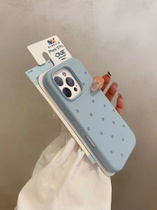 Ins Korean Simple Polka Dot Liquid Silicone Full Cover Protection Anti-fall Phone Case for  15 14 13 New Model 15Promax 16Pro Max Beautiful Phone Cover