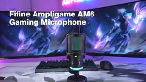 FIFINE AMPLIGAME AM6 Gaming PC Microphone USB Streaming Microphone with Game Chat Balance Computer Condenser Desktop RGB Mic with Mute Button Noise Cancellation for Podcast/Twitch/Discord