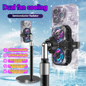 K11 Phone Cooler Dual Fan Semiconductor Temperature Display 3 Gear Regulation RGB Atmosphere Light Quick Cool for Gaming Session