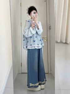 XUECAIQI | Youthful Layering Set Top T-shirt Jeans 3 Piece