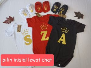 Baju Bayi Custom Inisial/Jumper Inisial Set BajuTopi Dan Sepatu/Set Bodysuit /Jumper Custom 1 Huruf
