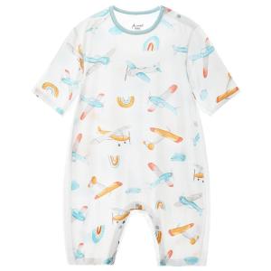 Bamboo Fiber Ice Silk Childrens Onesie Sleepwear Baby Home Clothes Summer Thin Seven-Quarter Sleeve Boys Girls Air Conditioner Suit