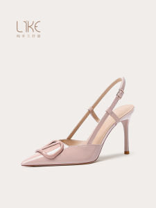 Liken High Heels Womens New 2025 Pointed Toe Nude Color Slim French Design Sensation Sandals Fashionable Low Cut Rubber Sole