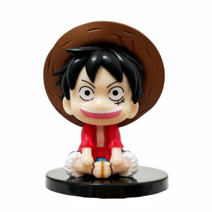 Bandai | Anime One Piece Figurine Mini Sitting Posture Solon Wearing Hat Luffy Figurine PVC Model Desktop Ornament Anime Peripheral Toys