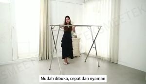 Gantungan Pakaian Lipat Jemuran Baju Lipat Stainless Steel Portable Jemuran Pakaian Outdoor / Indoor