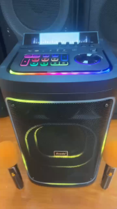 Brodu BTS-2239 Portable Bluetooth Karaoke Speaker with Dual Wireless Microphones 8" Stereo Sound RGB Light Effects and Fast Charging