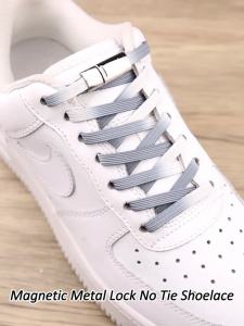 1 Pair Metal Lock Magnetic Shoe Laces Elastic Gradient Color Lazy Shoelace Flat Used for Sneakers No Tie Shoelaces