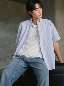Giordano Korea Collection Mens 100% Cotton Oxford Short Sleeve Shirt 01045492