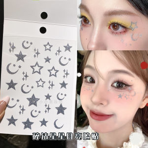 Silver Star Moon Diamond Stickers Shiny Facial Decorations Christmas Makeup Eye Decoration Adhesive Labels REALROLA Brand