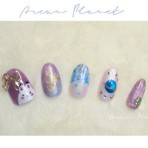 Hand-Painted Cat Eye Nail Art Original Concept Wearable False Nails Autumn Winter Medium Oval Gentle Color Scheme by DreamPlanet