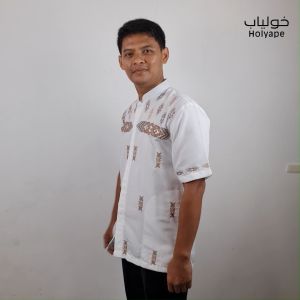 Holyape Baju Koko Muslim Medium Jumbo Lengan Pendek Polikatun Putih Tulang 13 Ghajar