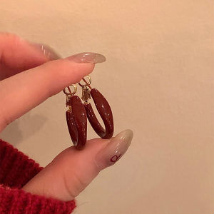 Pianist | Retro New Year Wine Red 925 Silver Earrings