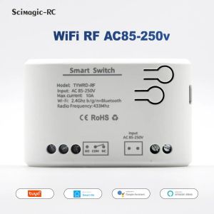 Tuya สมาร์ทไวไฟสวิตช์มอเตอร์โมดูล12V 24V 220V RF รีโมทคอนโทรล433 1/2/4ช่อง inching รีเลย์สำหรับ Alexa Google Home