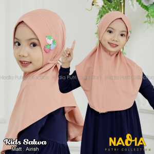Kerudung Kids Salwa Bunga Bahan Jersey Airish / Jilbab Anak Hijab Bergo / Kerudung instan / kerudung Anak model terbaru / kerudung dewasa viral / kerudung kekinian by Nadia