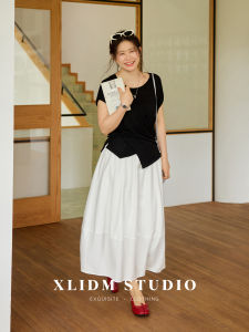Newly Designed Loose and Drapey Skater Flare Hem A-Line Skirt with Built-in Lining and Elastic Waist
