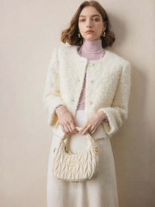 FAMANXUAN | Chic Wool Blended Cropped Coat for Petite