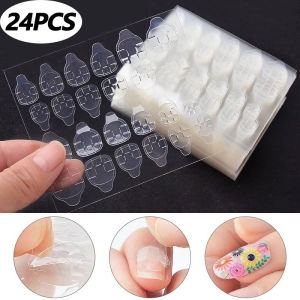 24 PCS Double Sided False Nail Art Adhesive Tape Glue Sticker DIY Tips Fake Nail Acrylic Gel Makeup Tool