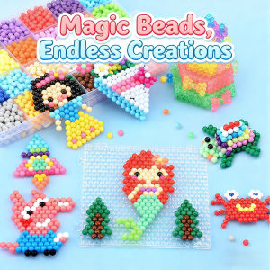 Educational Kids Art Craft Toys 2400/1000PCS Water Spray Magic Aqua Beads Toy 3D Puzzles DIY Crystal AquaBeads Magic Set With Many Equipment Best Education Kids Art Toys Gift 15 Color Buy 1 Get 1 Gift