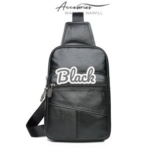 Tas Selempang Pria Vintage Kulit Sapi Asli - Kapasitas Besar Tas Dada Casual Sling Bag Polos Kulit