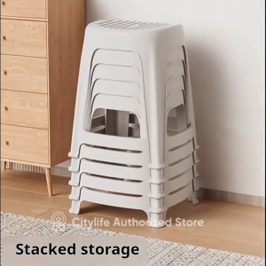 Citylife Stackable Plastic Stool Thickened Dining Chair Minimalist Style Living Room Stool
