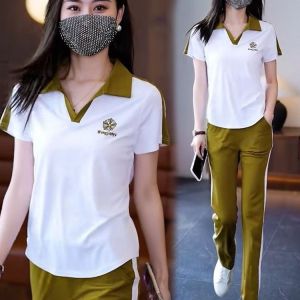 Casual Sports Suit Womens Summer 2024 New Arrival Small Fashion Younger Short Sleeve Summer Wide-Leg Pants Two-piece Set