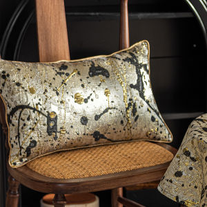ZHIXIAO | Chinese Style Deluxe and Upscale Tablecloth for Small Round Table Black and Gold